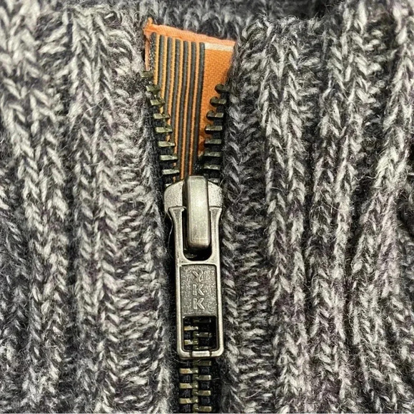 JOGGER 100% Wool Sweater Full Zip Mens Large Pockets Geometric Knit Collared - Picture 13 of 13